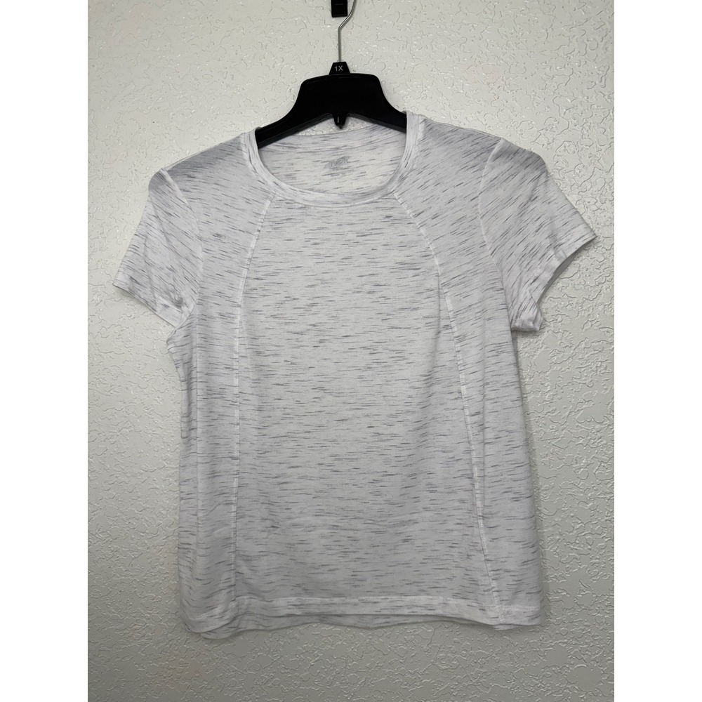 Avia Womens Activewear T-Shirt White Grey Crew‎ Neck Short Sleeve M 8-10